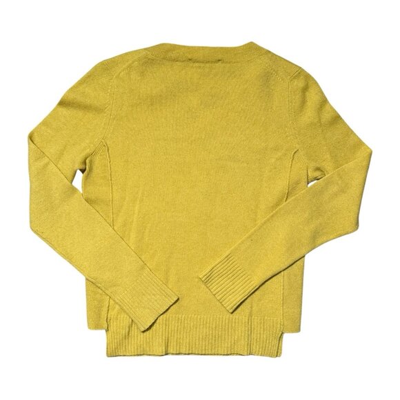Anthropologie White Warren Cashmere V Neck Sweater Size S Yellow Tunic Luxury - Picture 2 of 8
